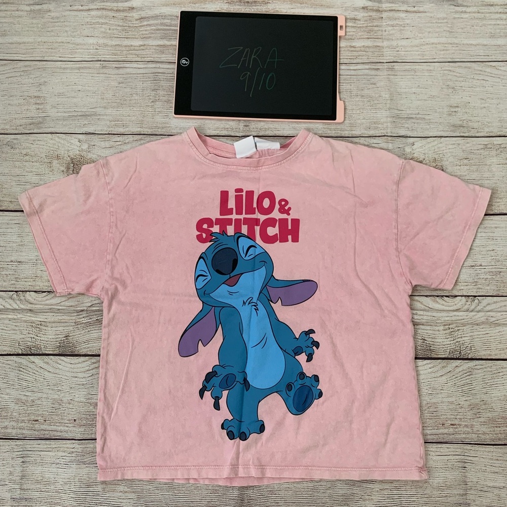 Zara Pink and Blue Lilo & Stitch Short Sleeve Tee